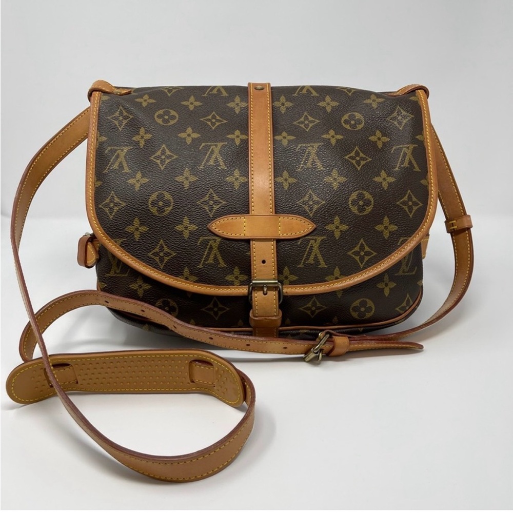 Louis Vuitton Brown Monogram Crossbody Bag with Tan Trim